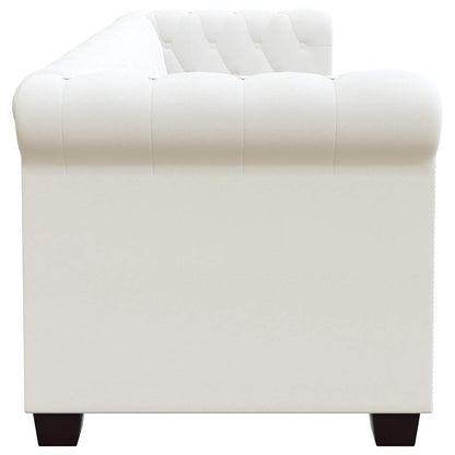 Sofá Chesterfield de 3 lugares em couro artificial branco
