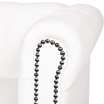 Sofá Chesterfield de 3 lugares em couro artificial branco