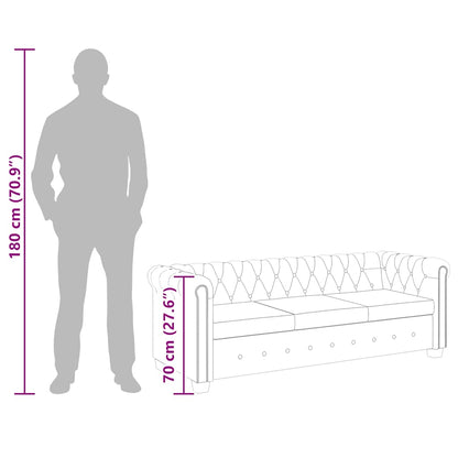 Sofá Chesterfield de 3 lugares em couro artificial branco