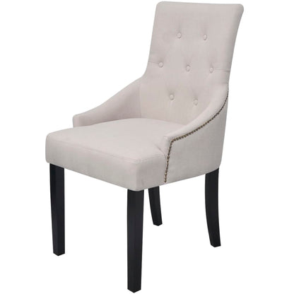 Cadeiras de jantar 2 pcs tecido cinzento creme