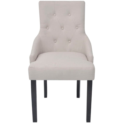 Cadeiras de jantar 2 pcs tecido cinzento creme
