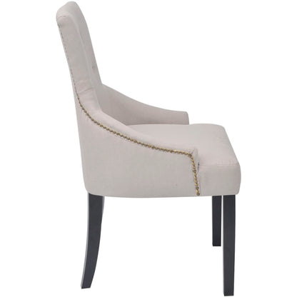 Cadeiras de jantar 2 pcs tecido cinzento creme