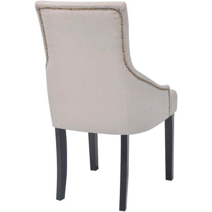 Cadeiras de jantar 2 pcs tecido cinzento creme