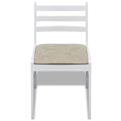 Cadeiras de jantar 6 pcs madeira maciça branco e veludo