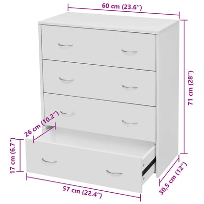 Aparador com 4 gavetas 60 x 30,5 x 71 cm branco