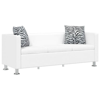 Conjunto de sofás de 2 e 3 lugares couro artificial branco