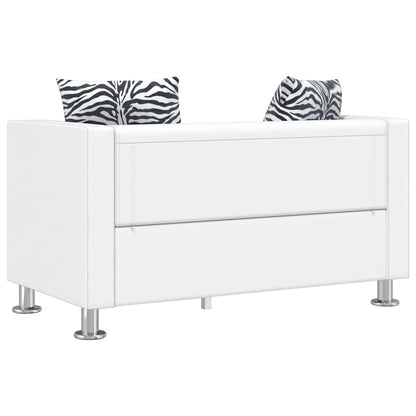 Conjunto de sofás de 2 e 3 lugares couro artificial branco