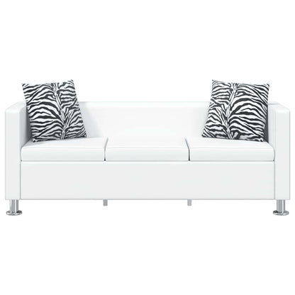 Conjunto de sofás de 2 e 3 lugares couro artificial branco