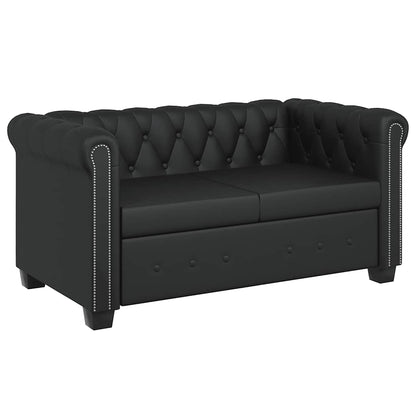 Conjunto sofás Chesterfield 2 + 3 lugares couro artific. preto