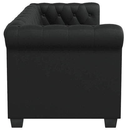 Conjunto sofás Chesterfield 2 + 3 lugares couro artific. preto