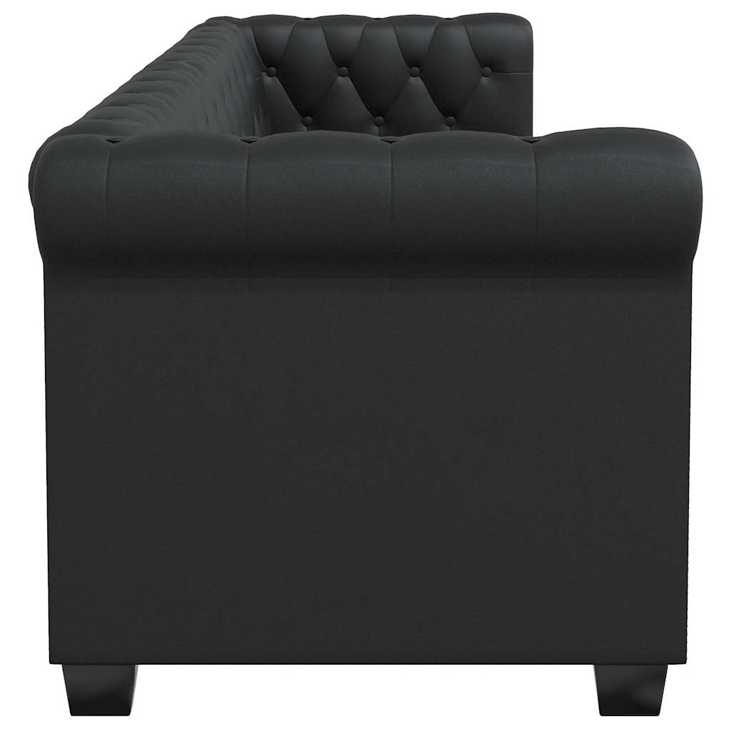 Conjunto sofás Chesterfield 2 + 3 lugares couro artific. preto