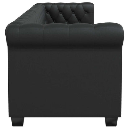 Conjunto sofás Chesterfield 2 + 3 lugares couro artific. preto