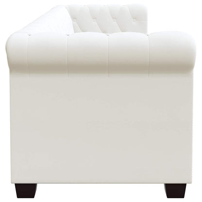 Conjunto sofás Chesterfield 2 + 3 lugares couro artific. branco