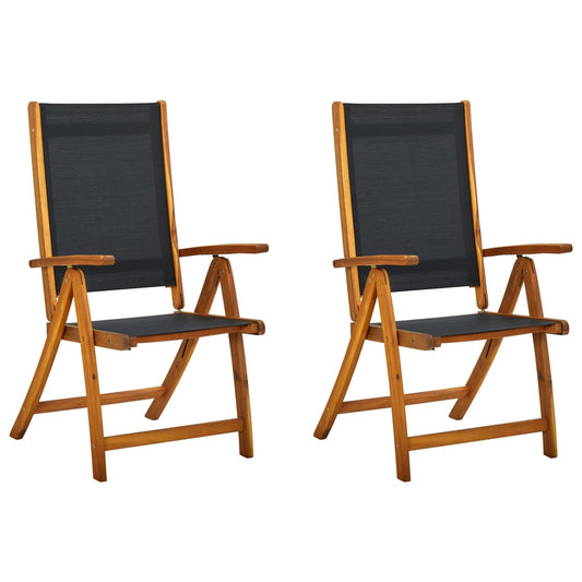 Cadeiras de jardim dobráveis 2 pcs acácia maciça e textilene