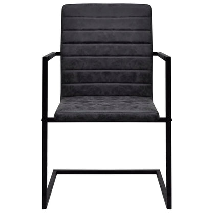 Cadeiras de jantar cantilever 4 pcs couro artificial preto