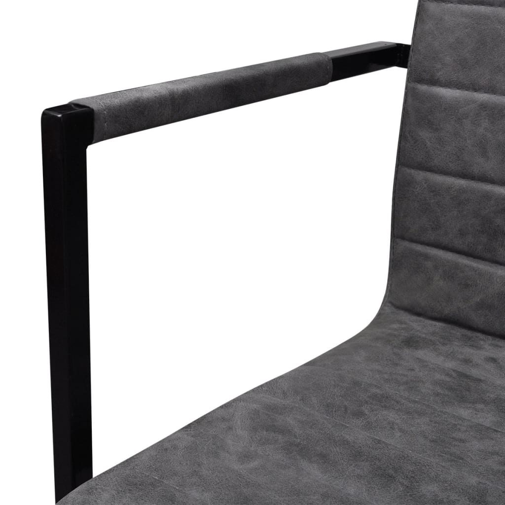 Cadeiras de jantar cantilever 6 pcs couro artificial cinzento