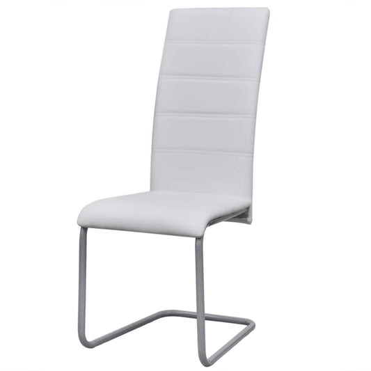 Cadeiras de jantar cantilever 6 pcs couro artificial branco