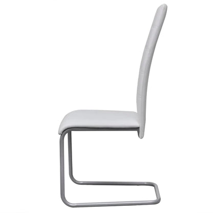 Cadeiras de jantar cantilever 6 pcs couro artificial branco