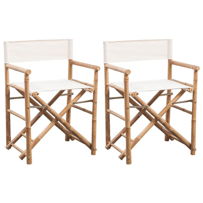 Cadeiras de diretor dobráveis 2 pcs bambu e lona
