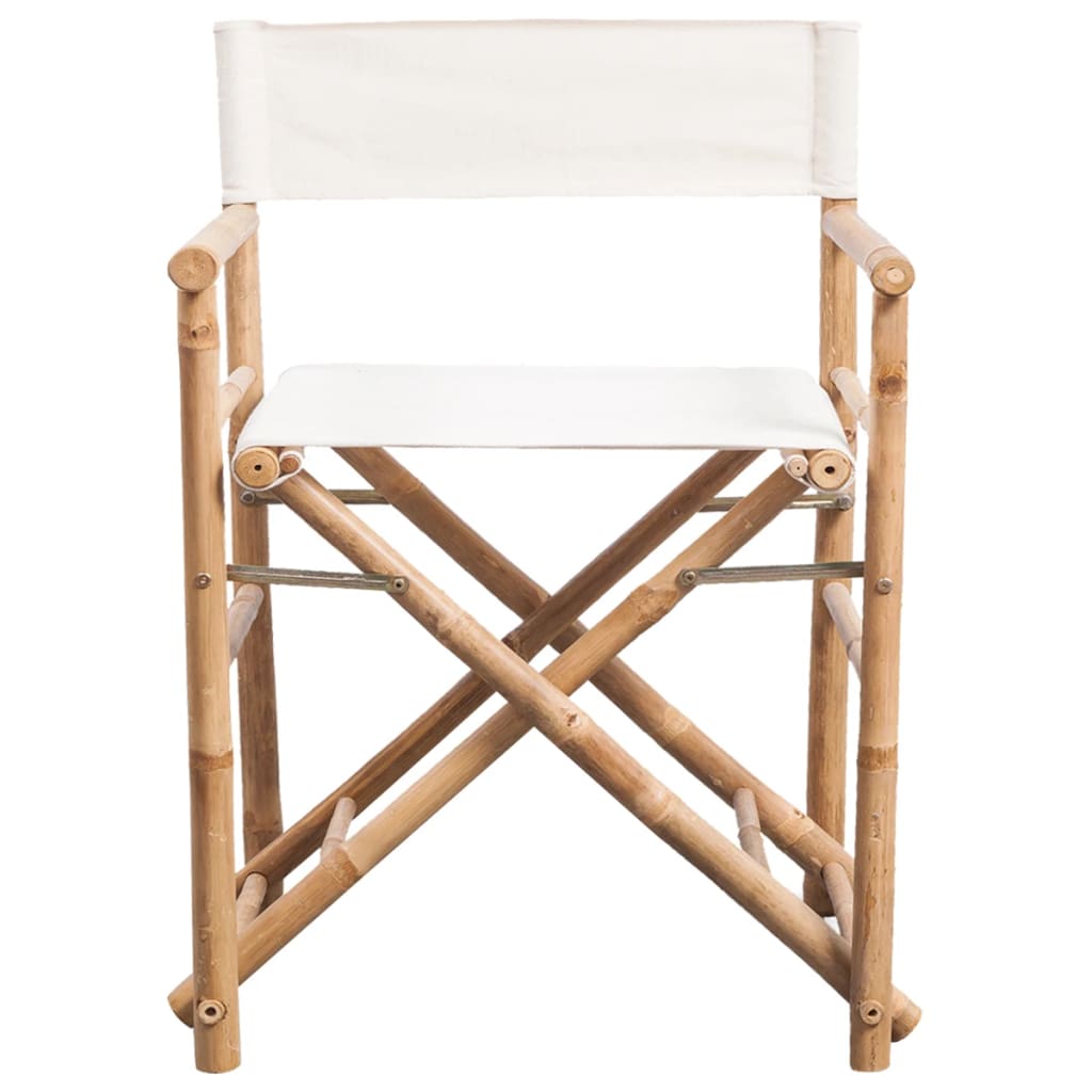 Cadeiras de diretor dobráveis 2 pcs bambu e lona