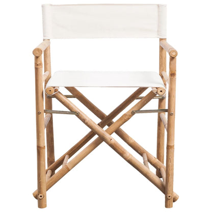Cadeiras de diretor dobráveis 2 pcs bambu e lona