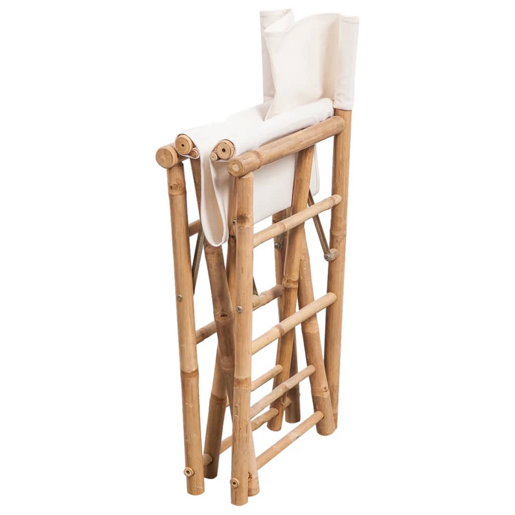 Cadeiras de diretor dobráveis 2 pcs bambu e lona