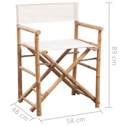 Cadeiras de diretor dobráveis 2 pcs bambu e lona