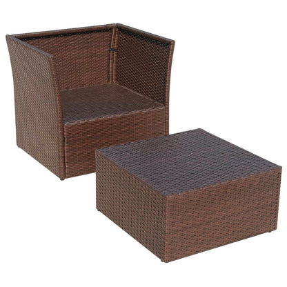 Cadeira de jardim com banco vime castanho