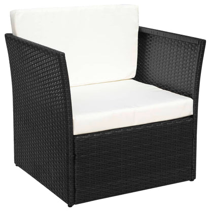 Cadeira de jardim com banco vime preto