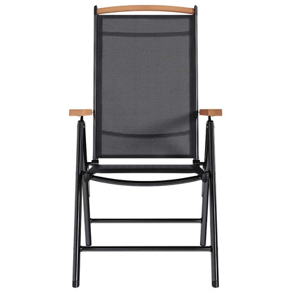 Cadeiras de jardim dobráveis 2 pcs alumínio e textilene preto
