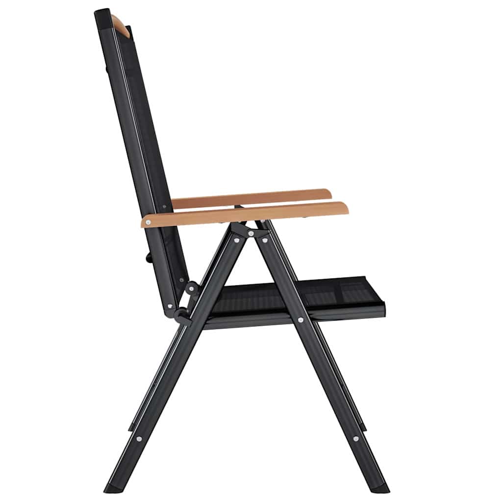 Cadeiras de jardim dobráveis 2 pcs alumínio e textilene preto