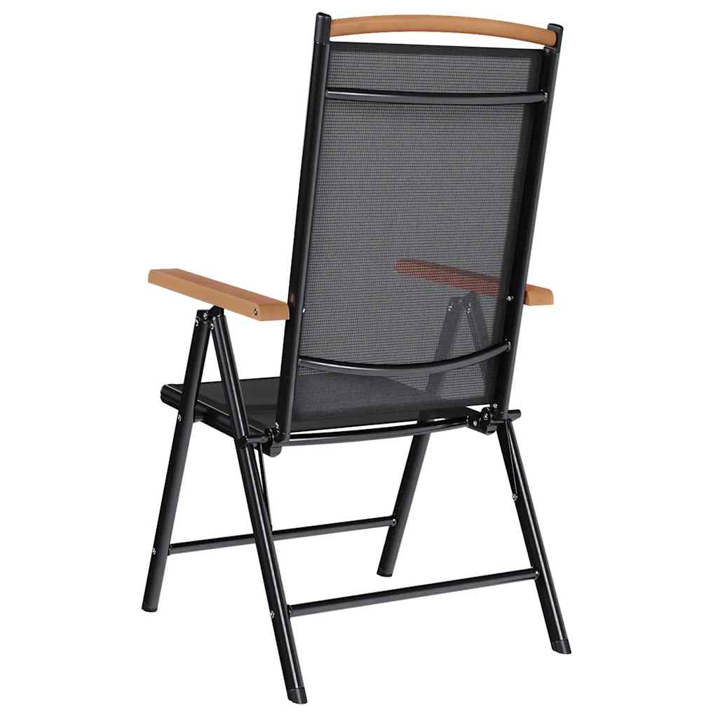 Cadeiras de jardim dobráveis 2 pcs alumínio e textilene preto