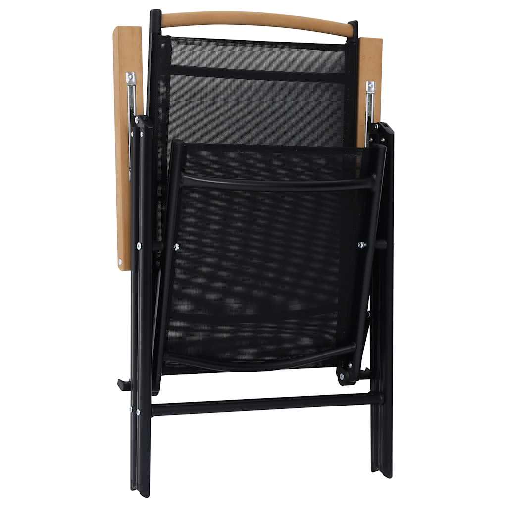Cadeiras de jardim dobráveis 2 pcs alumínio e textilene preto