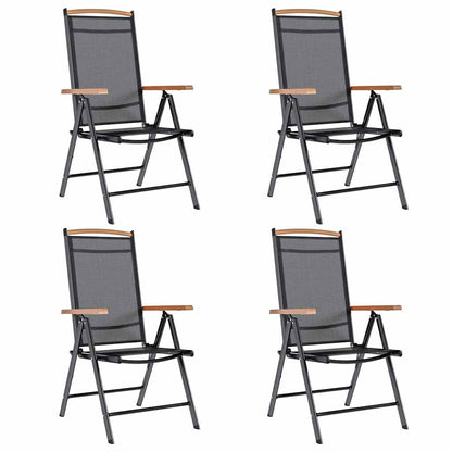 Cadeiras de jardim dobráveis 4 pcs alumínio e textilene preto