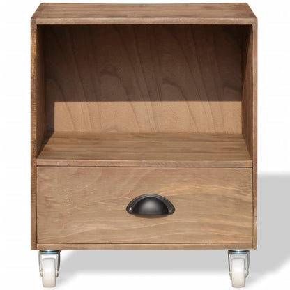 Mesa de cabeceira madeira sólida castanho