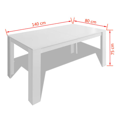 Mesa de jantar 140x80x75 cm branco