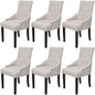 Cadeiras de jantar 6 pcs tecido cinzento creme