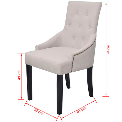 Cadeiras de jantar 6 pcs tecido cinzento creme