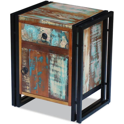 Mesa de cabeceira em madeira reciclada maciça