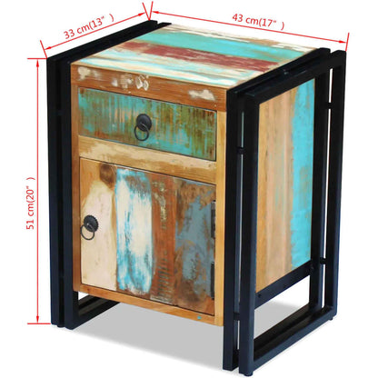 Mesa de cabeceira em madeira reciclada maciça