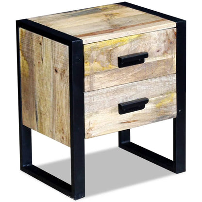 Mesa apoio 2 gavetas madeira de manga sólida 43x33x51 cm