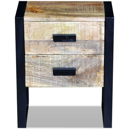Mesa apoio 2 gavetas madeira de manga sólida 43x33x51 cm