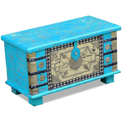Arca de arrumos madeira de mangueira 80x40x45 cm, azul
