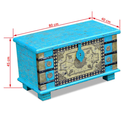 Arca de arrumos madeira de mangueira 80x40x45 cm, azul