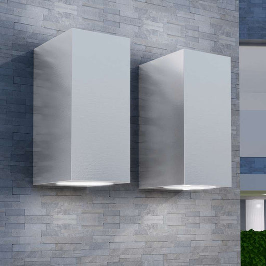 Candeeiros parede LED superior/inferior p/ext., 2 pcs, quadrado