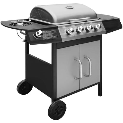 Grelhador/barbecue a gás 4+1 zonas de cozinhar preto/prateado