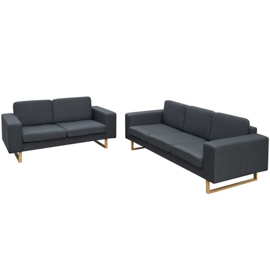 Conjunto sofá de 3 lugares e 2 lugares cinzento escuro
