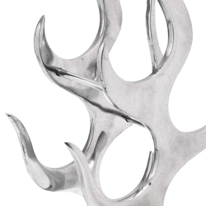 Garrafeira formato de chamas p/ 9 garrafas, alumínio prateado