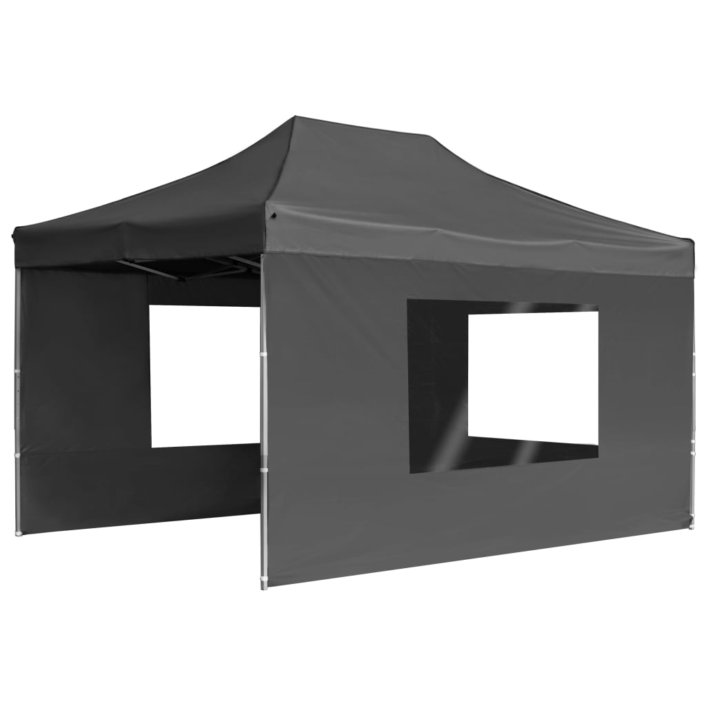 Tenda dobrável profissional c/ parede alumínio 4,5x3m antracite