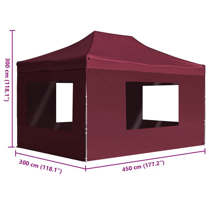 Tenda dobrável prof. c/ paredes alumínio 4,5x3m vermelho tinto